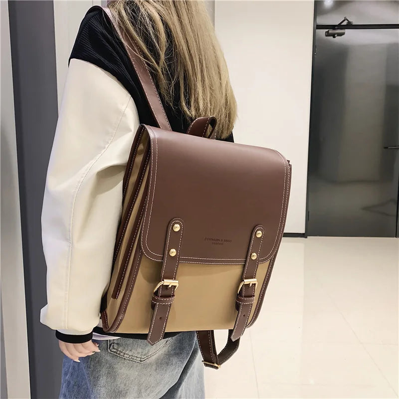 Retro Fashion Backpack Hand/Shoulder Bag PU Leather
