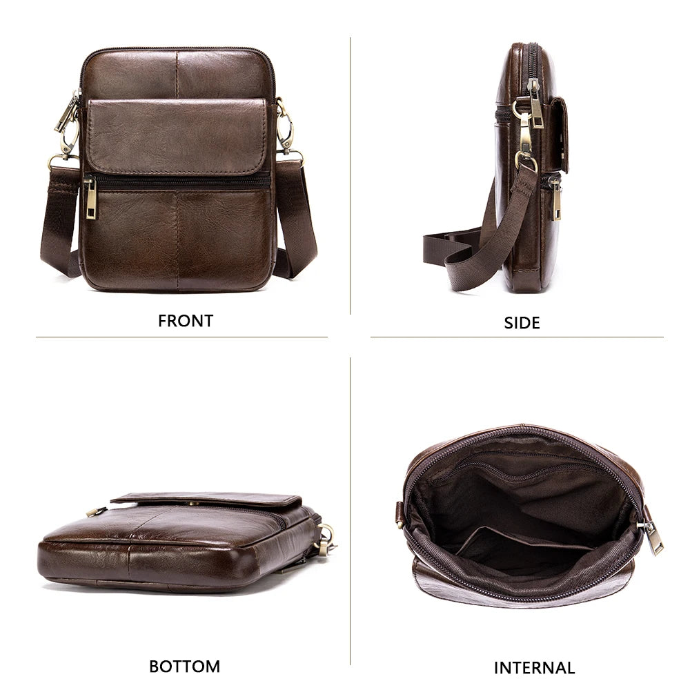 Genuine Leather Flap Shoulder Bag Small Messenger Bag Mini Travel Crossbody Bag