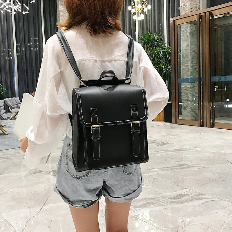 Vintage Backpack PU Leather Backpack School Bag High Quality Leisure Shoulder Bag