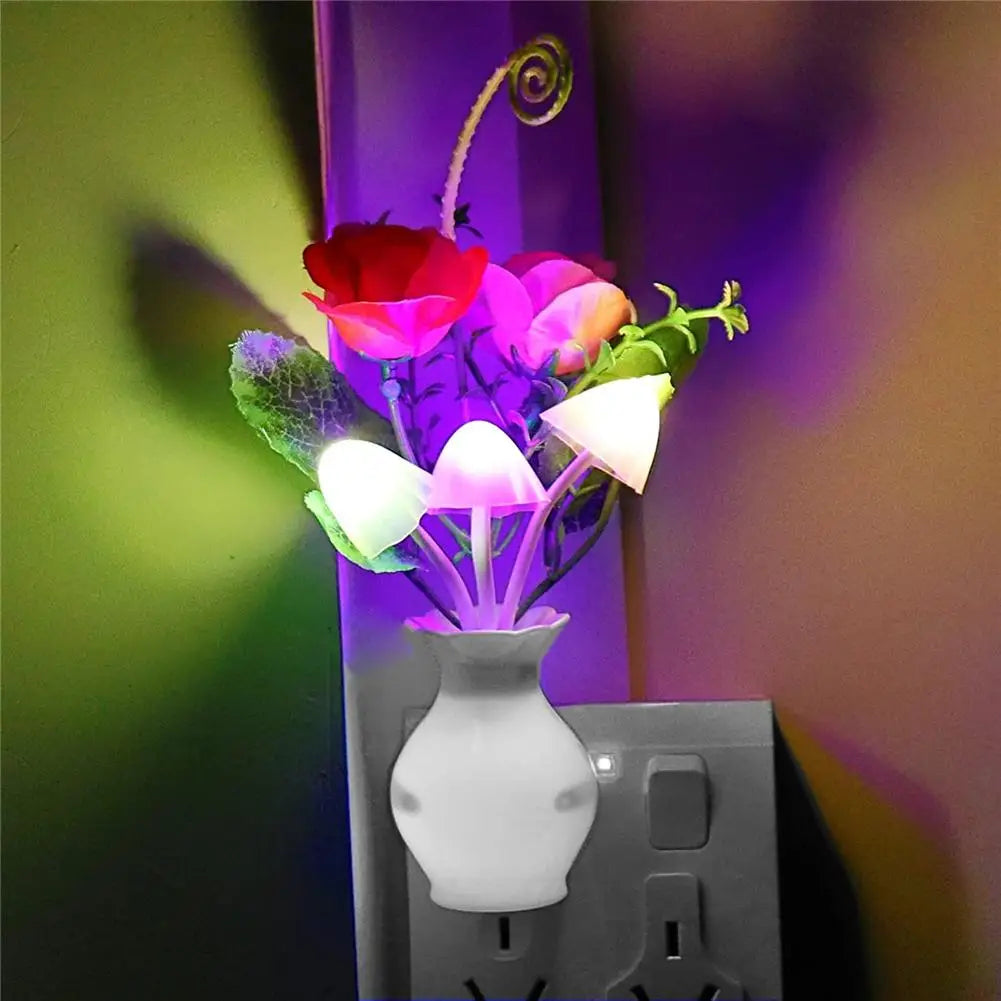 LED Lilac Night Light Lamp Colorful Rose Mushroom Lamp Romantic Lilac Night Light