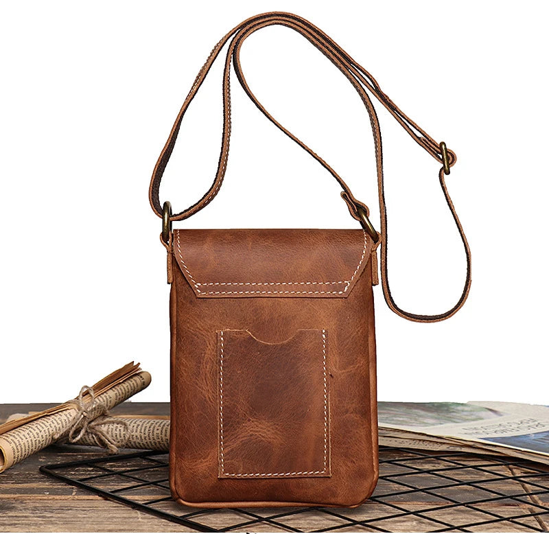 Genuine Leather Cellphone Pouch With Shoulder Strap Small Shoulder Bag Crossbody Bag Sling Bag