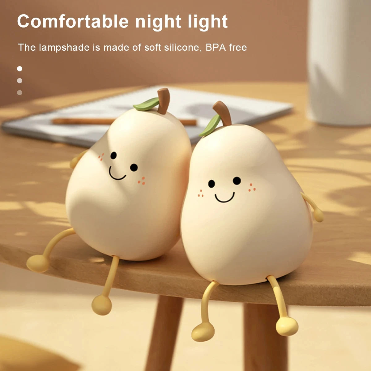 Cute Fruit LED Night Light USB Rechargeable Silicone Lamp Touch Sensor Control