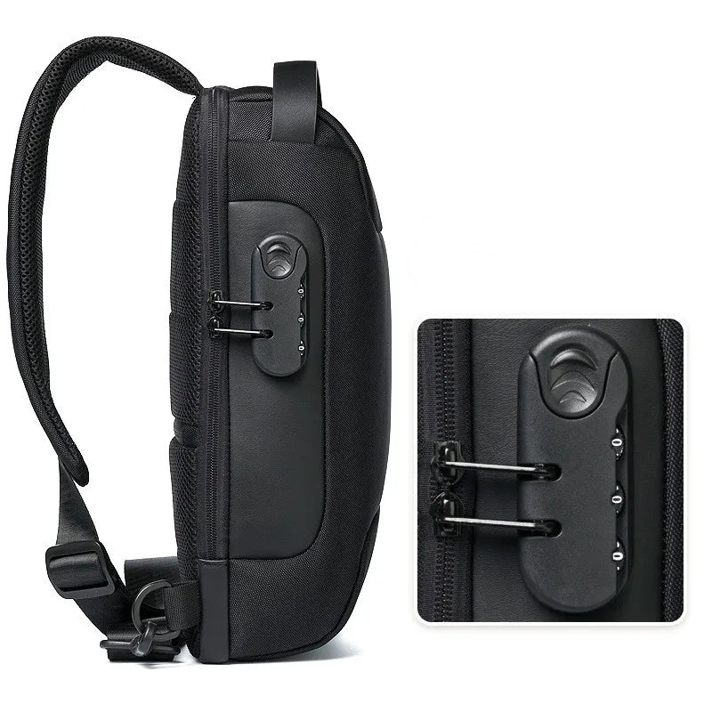 Anti-theft Waterproof Chest Bag Crossbody Bag Multifunctional Travel Shoulder Bag with USB Charging Pouch