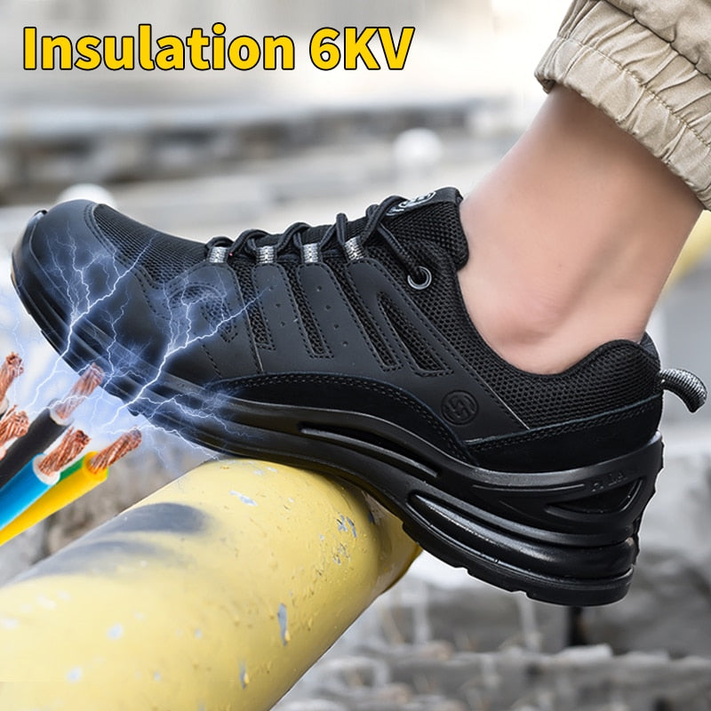 Breathable Men's Work Safety Shoes Anti-smashing Steel Toe Cap Construction Indestructible Work Sneakers Shoes