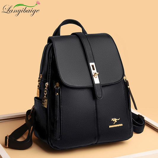 Large Capacity Backpack High Quality Leather Vintage Bag School Bag Travel Bag Bookbag Rucksack